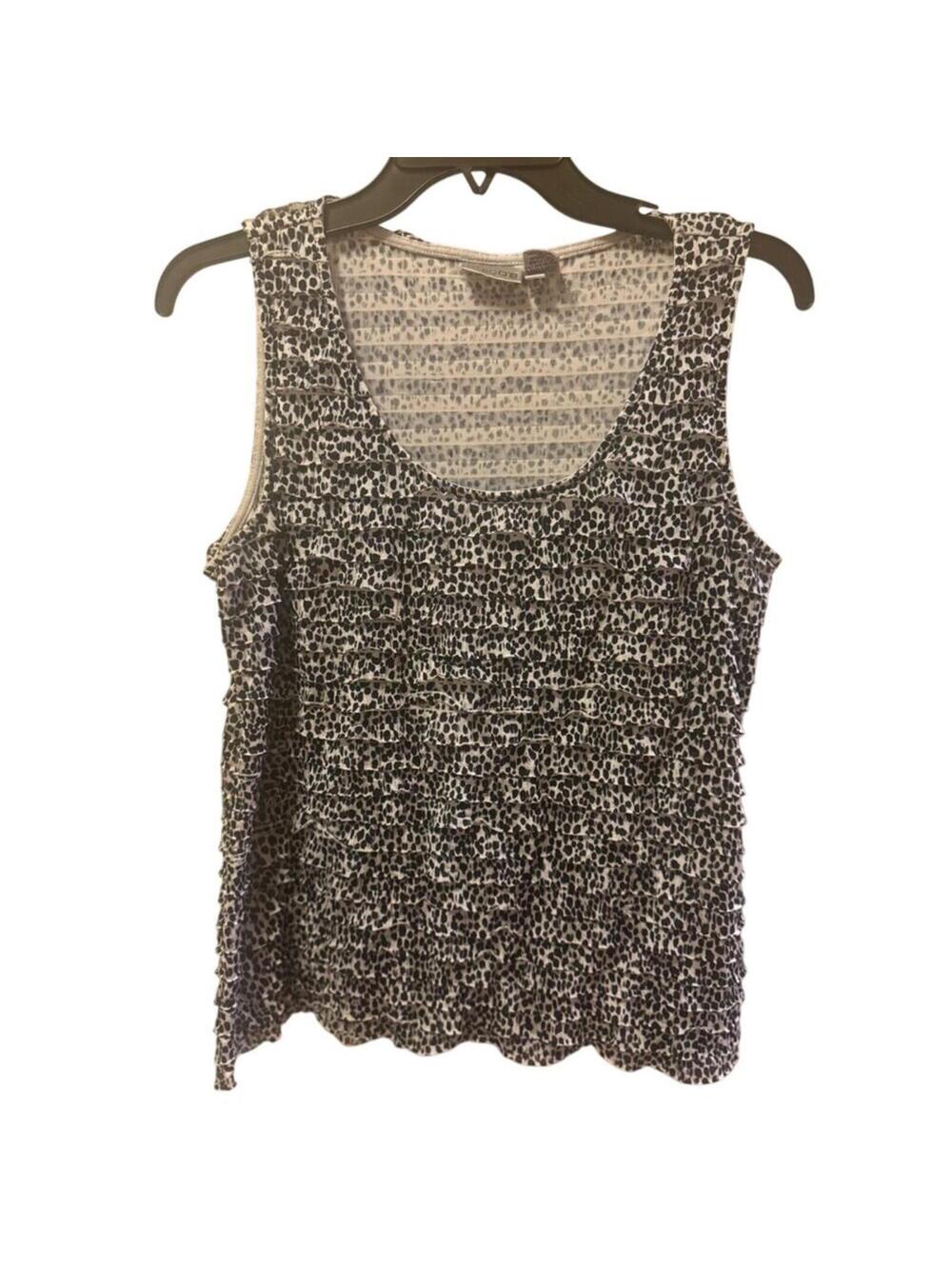 Chicos Tank top Animal Print Camisole White Black Travel Size 1 Medium USA - Picture 1 of 7